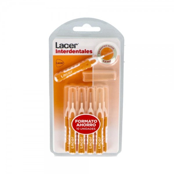 CEPILLO INTERDENTAL LACER EXTRAFINO RECTO SUAVE NARANJA 10 U